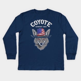 Coyote Cowboy Chic Kids Long Sleeve T-Shirt